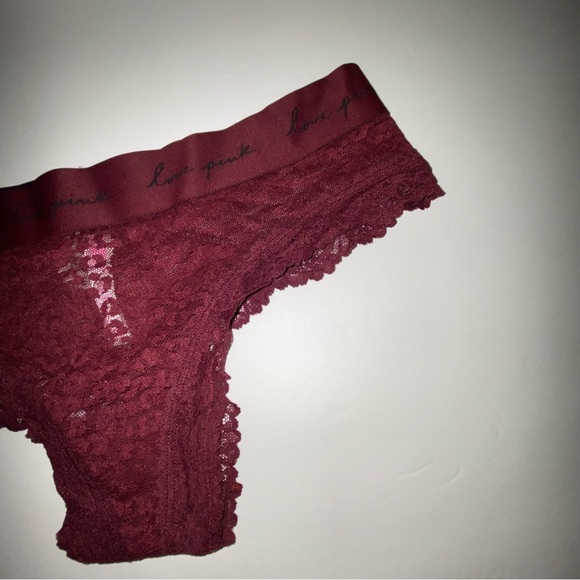 2Pc Pink Victoria’s Red and Gray Lace and Cotton Panties - Picture 3 of 12